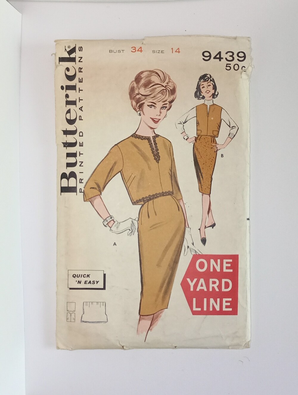 Butterick #9439 Sewing Pattern One Yard Line Quick and Easy Size 14 Bust 34